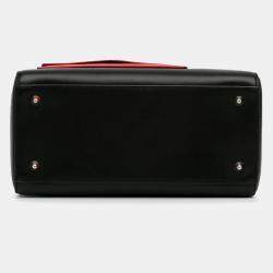 مملوكة مسبقًا حقيبة ديور ليدي جيوب جلد عجل أسود متوسطة