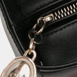 مملوكة مسبقًا حقيبة ديور ليدي جيوب جلد عجل أسود متوسطة