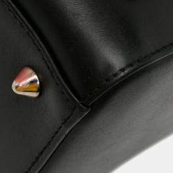 مملوكة مسبقًا حقيبة ديور ليدي جيوب جلد عجل أسود متوسطة