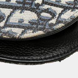 Pre Owned Dior Blue Oblique Canvas Saddle Messenger Bag