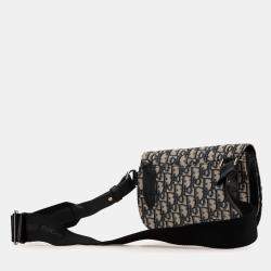 Pre Owned Dior Blue Oblique Canvas Saddle Messenger Bag