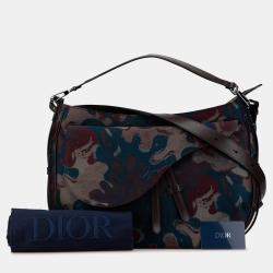 مملوكة مسبقًا Dior Brown Peter Doig Denim Camouflage Soft Saddle Bag