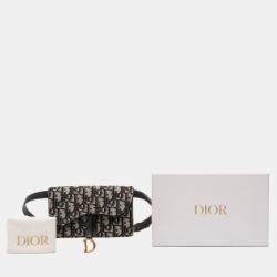 Pre Owned Dior Blue Oblique Canvas Saddle Belt Bag