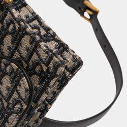 Pre Owned Dior Blue Oblique Canvas Saddle Belt Bag