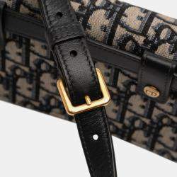 Pre Owned Dior Blue Oblique Canvas Saddle Belt Bag