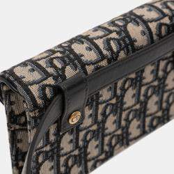 Pre Owned Dior Blue Oblique Canvas Saddle Belt Bag