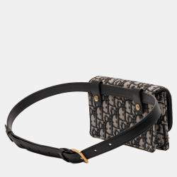 Pre Owned Dior Blue Oblique Canvas Saddle Belt Bag