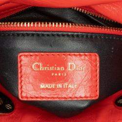 مملوكة مسبقًا Dior Red Mini Calfskin Sequin Embellished Lady Dior