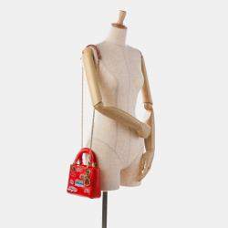 مملوكة مسبقًا Dior Red Mini Calfskin Sequin Embellished Lady Dior