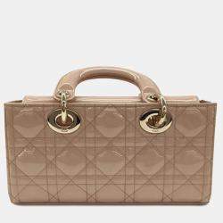 Pre Owned Dior Brown Small Patent Cannage Lady D-Joy