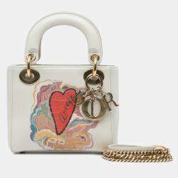 Pre Owned Dior White DiorAmour Niki De Saint Phalle Mini Calfskin Lady Dior