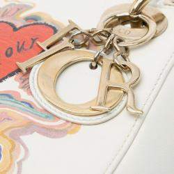 Pre Owned Dior White DiorAmour Niki De Saint Phalle Mini Calfskin Lady Dior