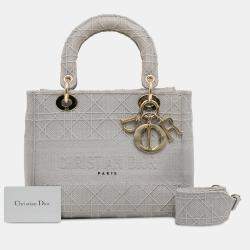 Pre Owned حقيبة ديور ليدي دي لايت متوسطة كانفاس اختراع براءة