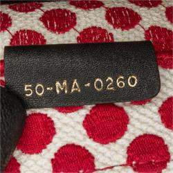 Pre Owned Dior Red DiorAmour Medium Embroidered Canvas Dots Book Tote