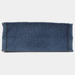 Pre Owned Dior Blue Large Oblique Denim Book Tote