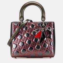 مملوكة مسبقًا Anselm Reyle Medium Metallic Lambskin Cannage Lady Dior
