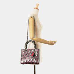 Pre Owned حقيبة ليدي ديور ديور كاناج جلد حملان معدني متوسط أنسلم ريل