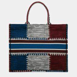 Pre Owned Dior Blue Large French Flag Book Tote