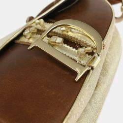مملوكة مسبقًا Christian Dior Gold Brown Saddle Handbag