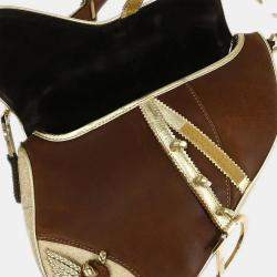 مملوكة مسبقًا Christian Dior Gold Brown Saddle Handbag