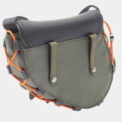 مملوكة مسبقًا Dior Sacai Saddle Khaki and Navy Nylon and Leather Shoulder Bag