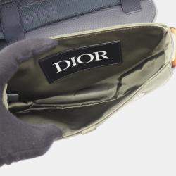 مملوكة مسبقًا Dior Sacai Saddle Khaki and Navy Nylon and Leather Shoulder Bag