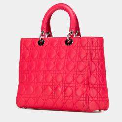 مملوكة مسبقًا Dior Pink Large Lambskin Cannage Lady Dior