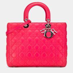 مملوكة مسبقًا Dior Pink Large Lambskin Cannage Lady Dior