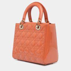 مملوكة مسبقًا حقيبة ديور ليدي برتقالية متوسطة براءة اختراع كاناج