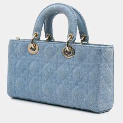 Pre Owned حقيبة ديور ليدي دي جوي قنب أزرق متوسط دنيم عريضة
