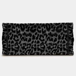Pre Owned Mizza Medium Embroidered Canvas Leopard Book Tote