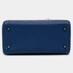 مملوكة مسبقًا Dior Blue Medium Ultra Matte Calfskin Cannage Embossed Lady Dior