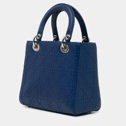 مملوكة مسبقًا Dior Blue Medium Ultra Matte Calfskin Cannage Embossed Lady Dior