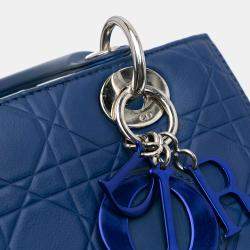 مملوكة مسبقًا Dior Blue Medium Ultra Matte Calfskin Cannage Embossed Lady Dior