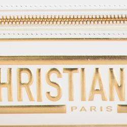 Pre Owned حقيبة بولينغ ديور فايتب زيبر جلدي مذهب أبيض متوسط ة محشوة إيتويل