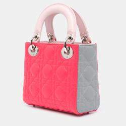 مملوكة مسبقًا Dior Pink Mini Tricolor Lambskin Cannage Lady Dior