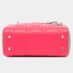 مملوكة مسبقًا Dior Pink Mini Tricolor Lambskin Cannage Lady Dior