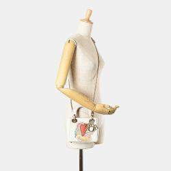 مملوكة مسبقًا Dior White DiorAmour Niki De Saint Phalle Mini Calfskin Sequins Lady Dior