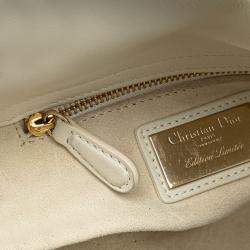 مملو كة مسبقًا Dior White DiorAmour Niki De Saint Phalle Mini Calfskin Sequins Lady Dior