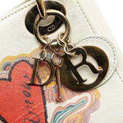 مملوكة مسبقًا Dior White DiorAmour Niki De Saint Phalle Mini Calfskin Sequins Lady Dior