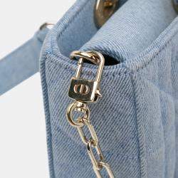 Pre Owned Dior Blue Small Denim Macrocannage Lady D Joy
