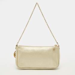 Pre Owned حقيبة ديور بحمالة سلسلة جلد لماعة ذهبية