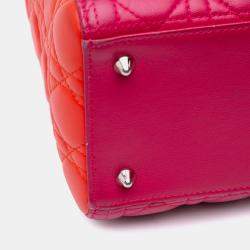 Pre Owned حقيبة ديور ليدي زهرية متوسطة بثلاثة ألوان جلد خروف كاناج