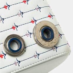 Pre Owned حقيبة ديور ليدي ديور بيضاء جلد عجل مطرزة بالزهور متوسطة