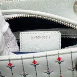 Pre Owned حقيبة ديور ليدي ديور بيضاء جلد عجل مطرزة بالزهور متوسطة