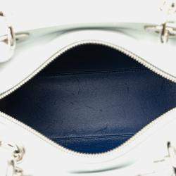 Pre Owned حقيبة ديور ليدي ديور بيضاء جلد عجل مطرزة بالزهور متوسطة