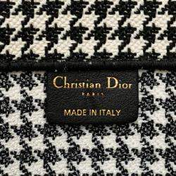مملوكة مسبقًا Dior Black Large Canvas Houndstooth Embroidered Book Tote
