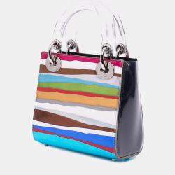 Pre Owned حقيبة ديور ليدي ديور قماش تقني بيضاء وانغ قوانجل متوسطة PVC