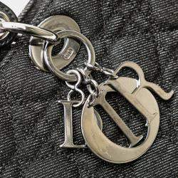 مملوكة مسبقًا Dior Black Large Denim Cannage Lady Dior