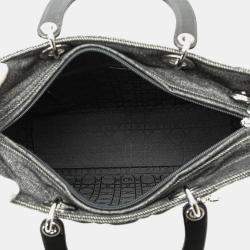مملوكة مسبقًا Dior Black Large Denim Cannage Lady Dior